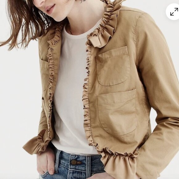 J. Crew Ruffle Chino Jacket in Tan - Picture 4 of 11